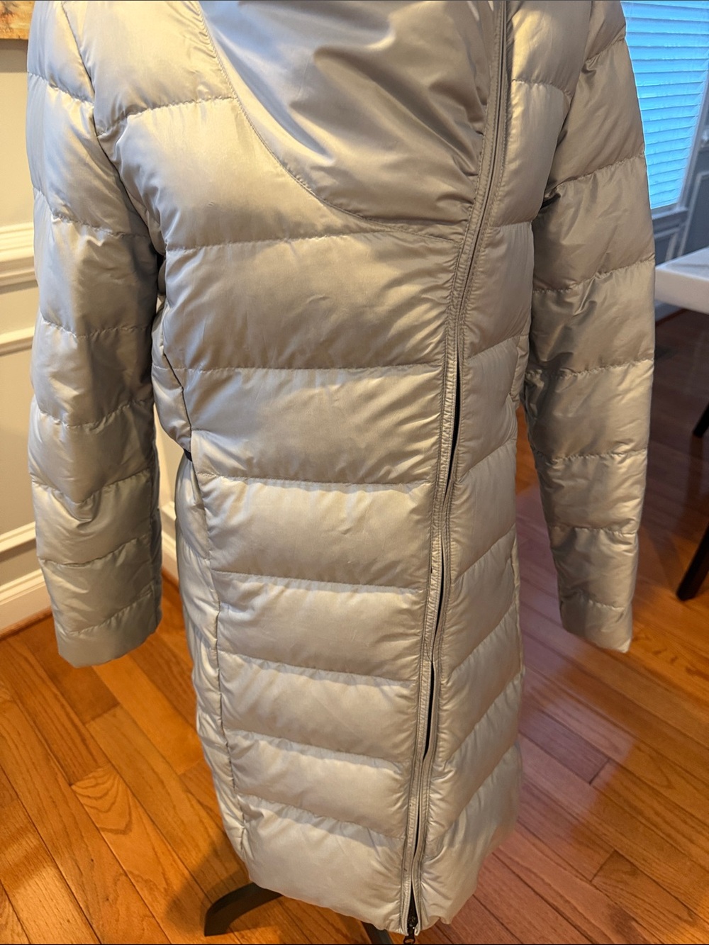 Nike Silver Long Women's Quilted Puffer Coat